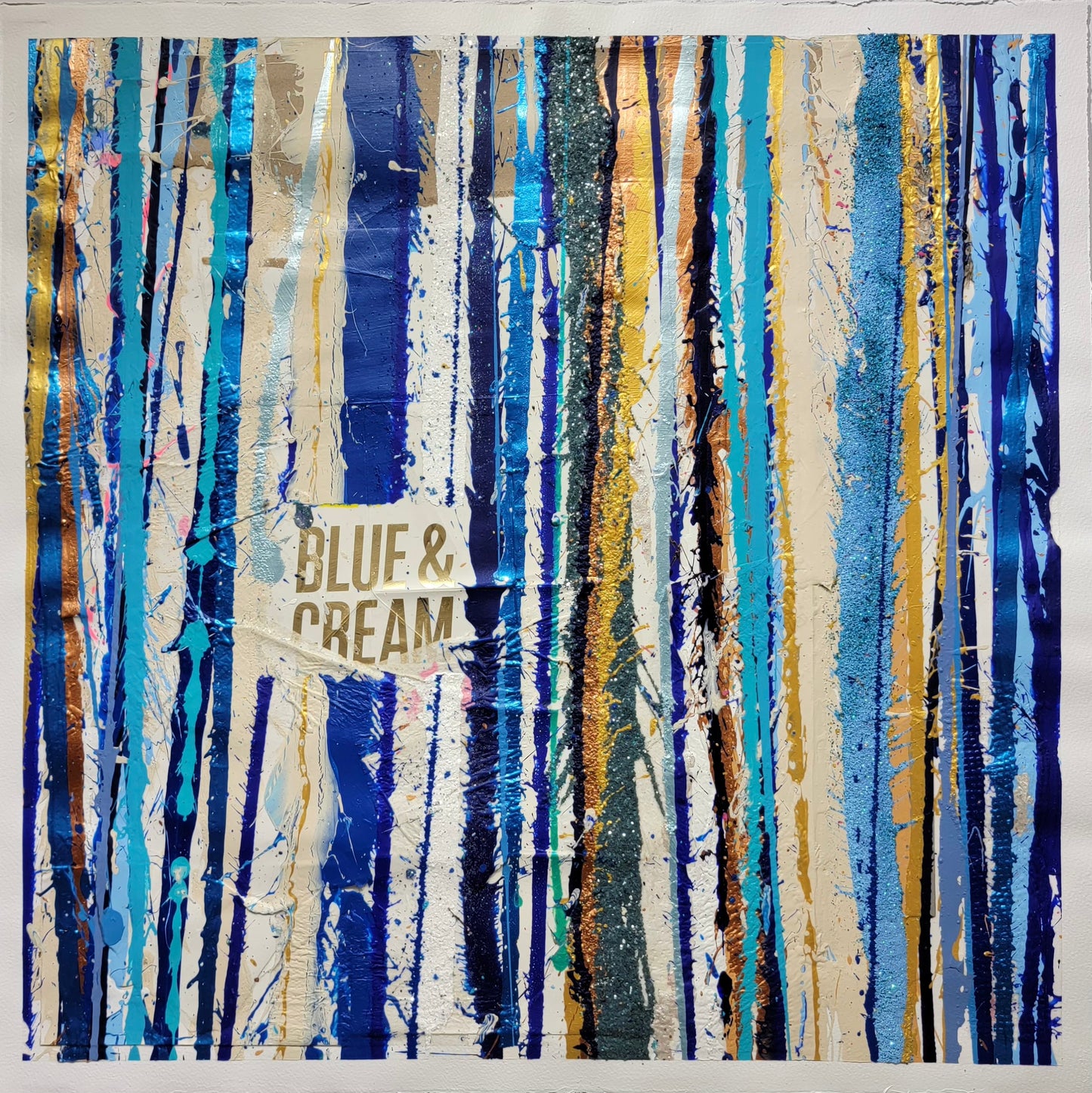 Line Intention Squared #4 Blue and Cream