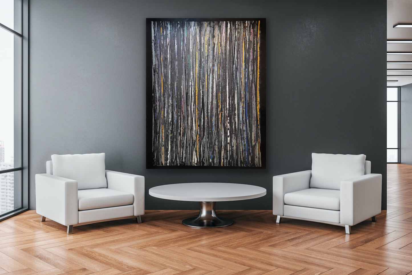 Line Intention (Golden Onyx) stretched canvas